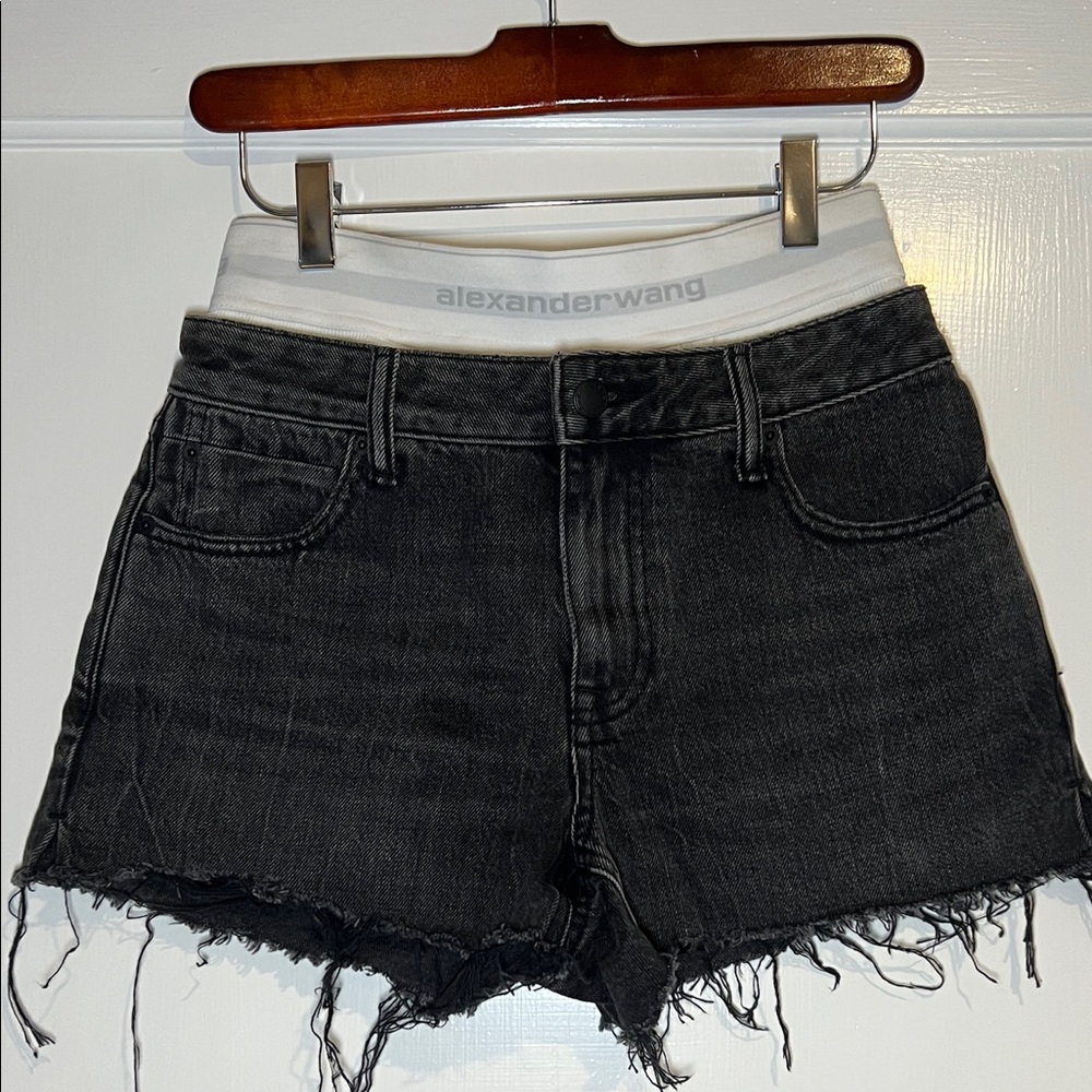 Alexander Wang Black Frayed Jean Shorts